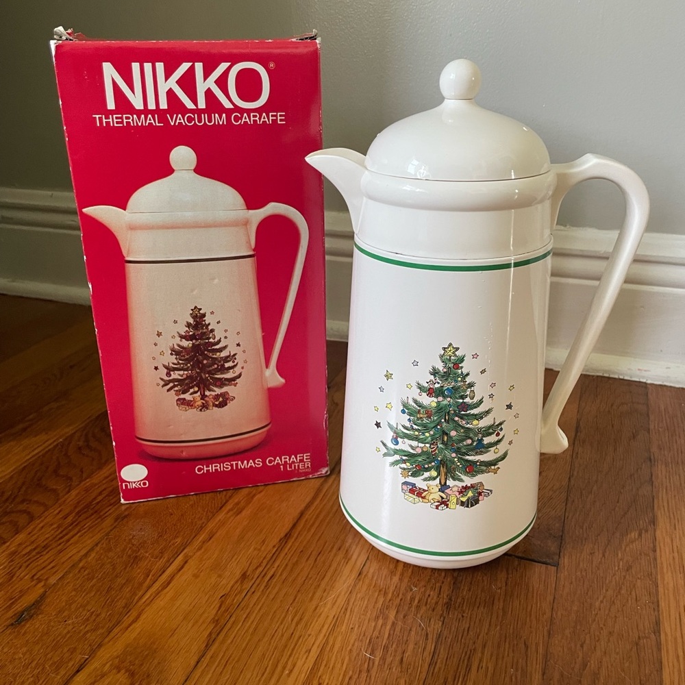 Vintage Nikko Christmastime Thermal Vacuum Carafe